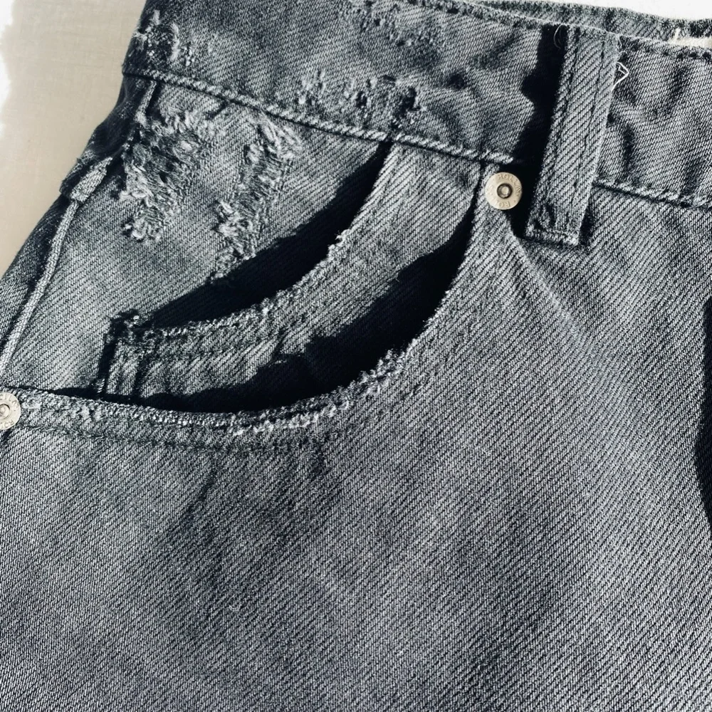 Rolla's High Rise Black Distressed Denim Shorts XS | Vintage Cutoff